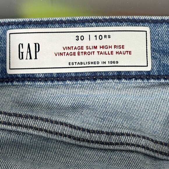 Gap Vintage Slim High Rise Two Tone Jeans Light Wash - Picture 4 of 11